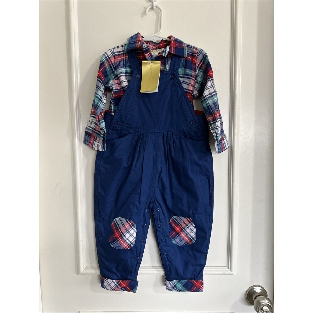 Beluga Baby NWT 24 Months Vintage Overalls Shirt Outfit Blue Red Plaid Boys 2T